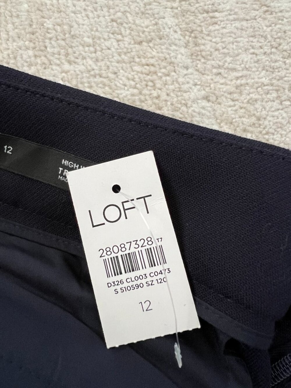 NWT LOFT High Rise Wide Leg Trousers Pants 12 Blue - Picture 9 of 10